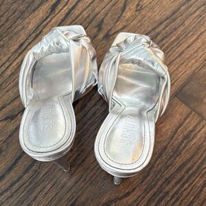SCHUTZ Silver Knotted Slip-On Mules
